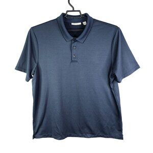 Mens Navy Blue Perry Ellis Portfolio Polo Shirt Short Sleeve Ribbed Knit Size XL